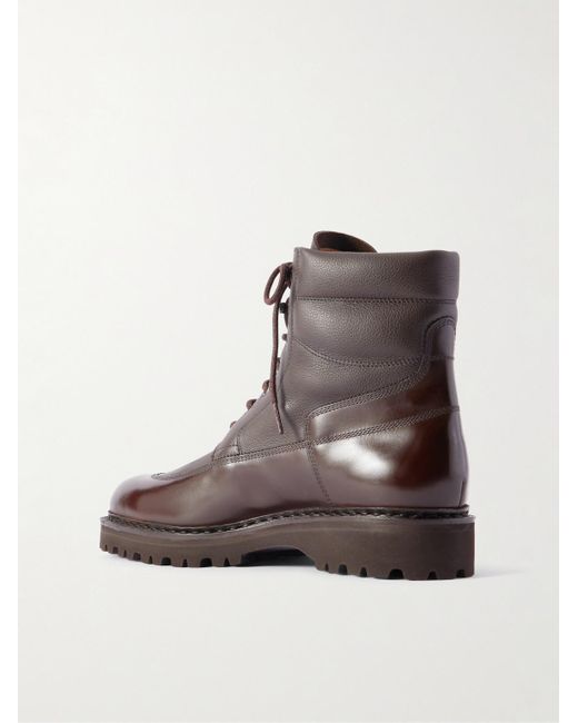 John Lobb Brown Peak Panelled Leather Boots for men
