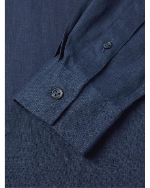 Vilebrequin Blue Caroubis Linen Shirt for men