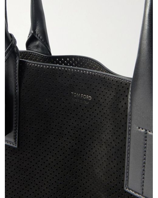 Tom Ford Black Perforated Suede Tote Bag for men