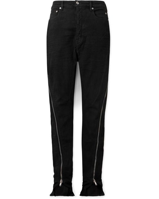 Rick Owens Black Bolan Banana Slim-fit Straight-leg Zip-detailed Waxed Jeans for men