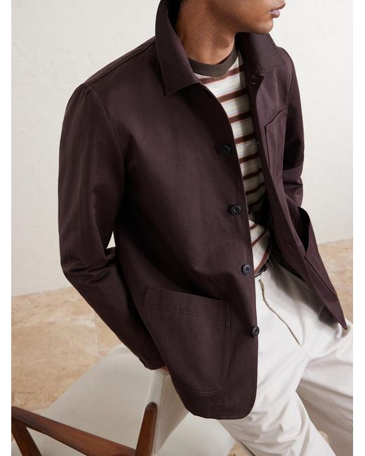 Altea Brown Constantin Cotton And Linen-Blend Overshirt for men