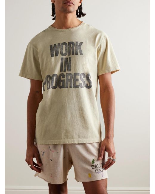 GALLERY DEPT. Natural Work In Progress Distressed Printed Cotton-jersey T-shirt for men