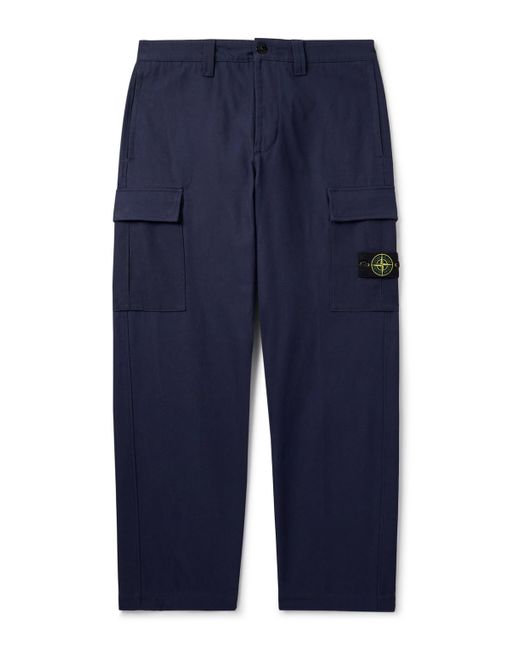 Stone Island Blue Straight-leg Cotton-canvas Cargo Trousers for men
