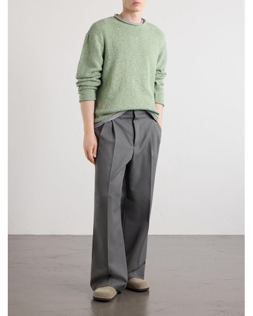 Folk Green Slouch Knitted Sweater for men