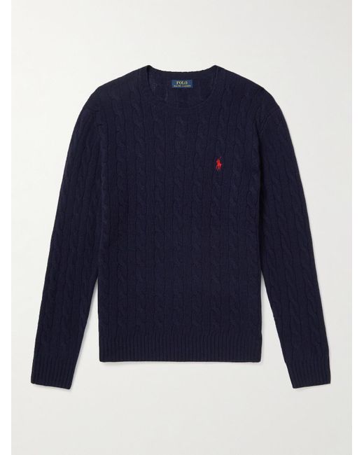 Polo Ralph Lauren Blue Cable-Knit Wool And Cashmere-Blend Sweater for men