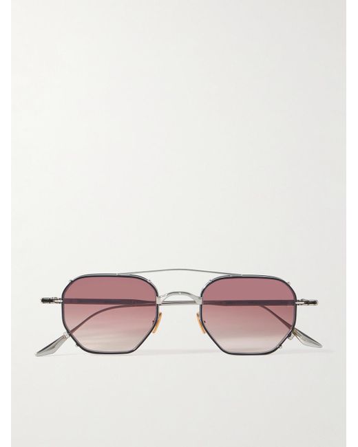 Jacques Marie Mage Marbot silberfarbene Pilotensonnenbrille mit Details aus Azetat in Pink für Herren