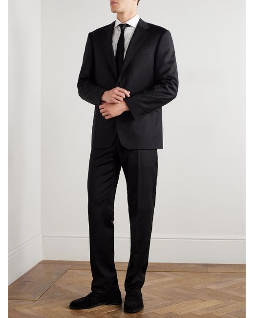 Canali Black Super 130S Wool Suit Jacket for men
