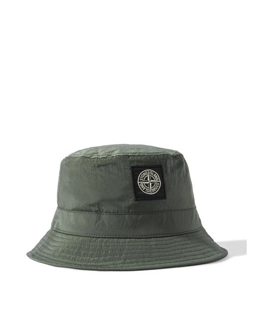 Stone Island Green Logo-appliquéd Shell Bucket Hat for men