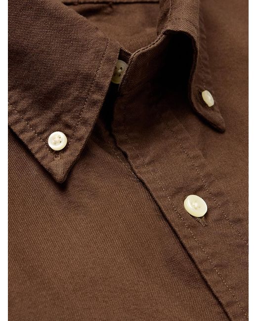 Polo Ralph Lauren Brown Button-Down Collar Logo-Embroidered Cotton Oxford Shirt for men