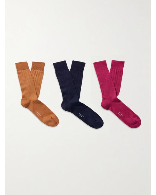 Paul Smith Set aus drei Paar Socken aus einer Baumwollmischung in Rippstrick in Pink für Herren