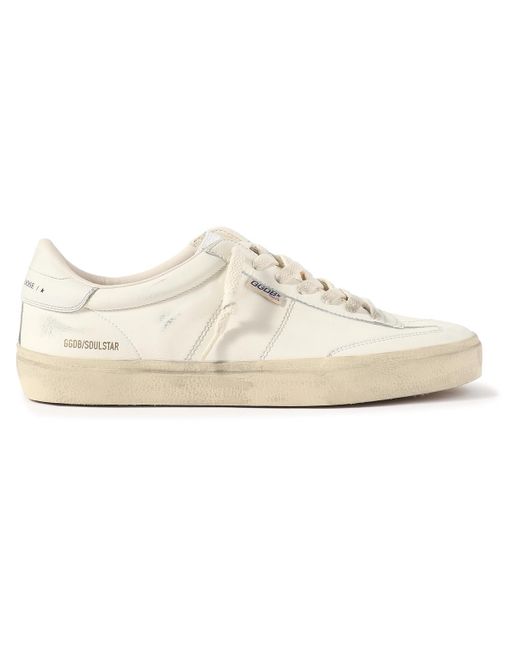 Golden Goose Deluxe Brand White Soul-star Distressed Leather Sneakers for men