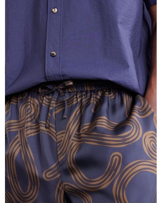 Loewe Blue Paula's Ibiza Straight-Leg Printed Silk Drawstring Shorts for men
