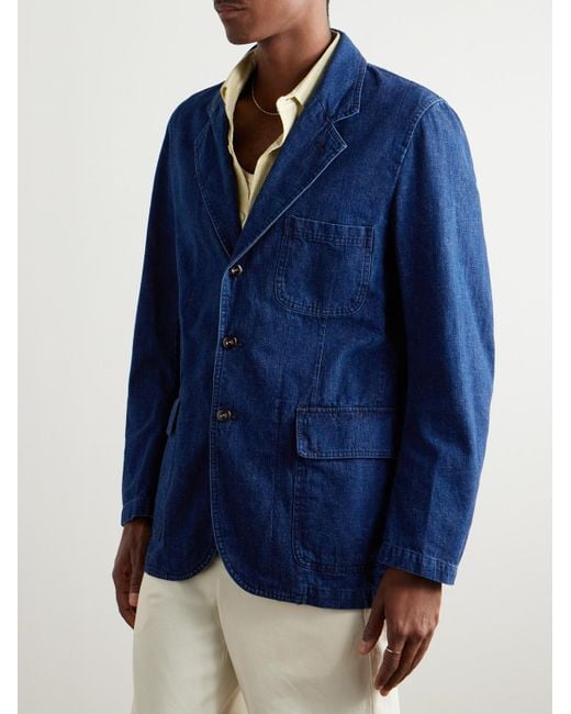 Drake's Blue Miki Denim Blazer for men