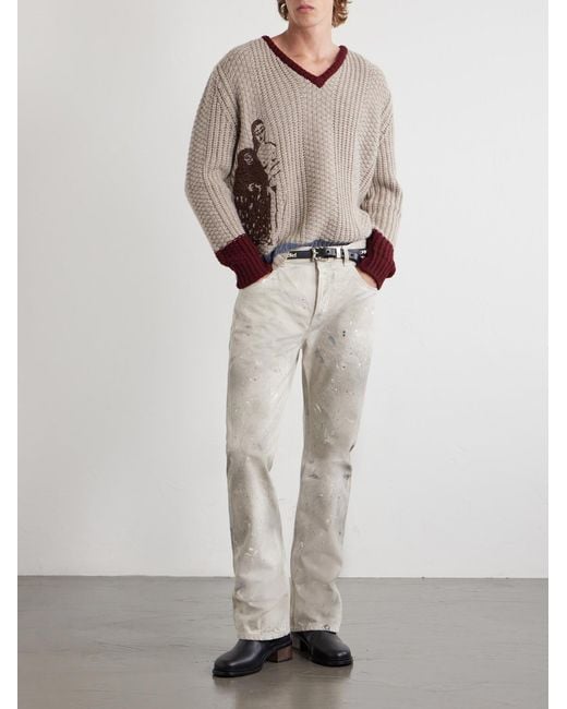 Enfants Riches Deprimes Natural Nu Sur Papier (Iv) Embroidered Cashmere Sweater for men