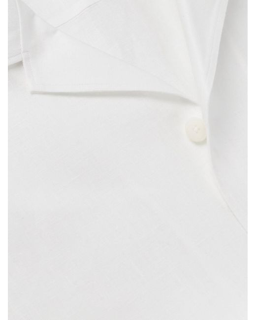 Zegna Hemd aus "Oasi"-Leinen mit wandelbarem Kragen in White für Herren