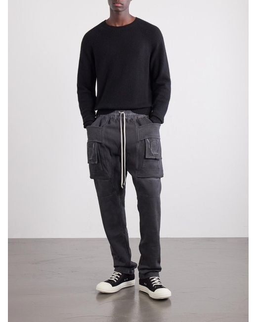 Rick Owens Gray Creatch Straight-Leg Cotton-Blend Jersey Cargo Sweatpants for men
