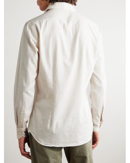 Slowear White Glanshirt Slim-fit Cotton-twill Shirt for men