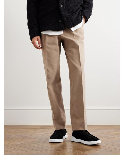 Zegna Black Apos;S Triple Stitch Suede Sneakers for men