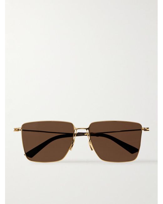 Bottega Veneta Brown D-frame Gold-tone Sunglasses for men