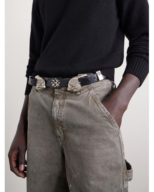 Enfants Riches Deprimes Metallic 3.8cm Double Eagle Studded Leather Belt for men
