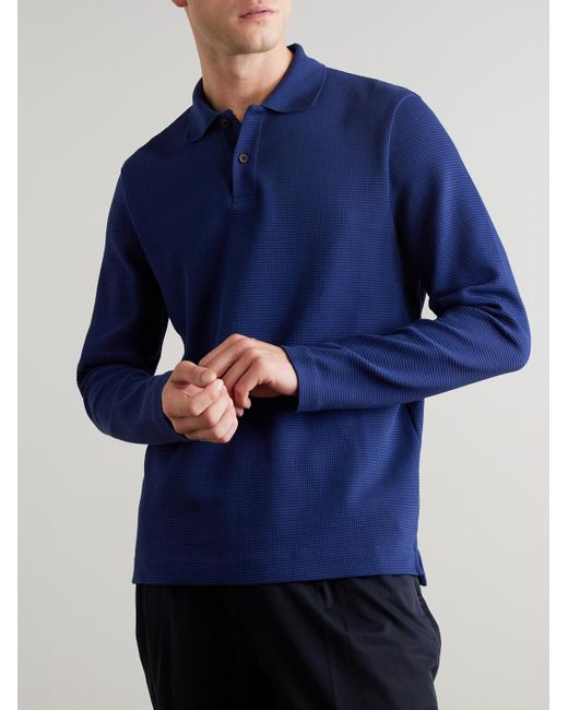 Mr P. Blue Waffle-knit Organic Cotton-jersey Polo Shirt for men