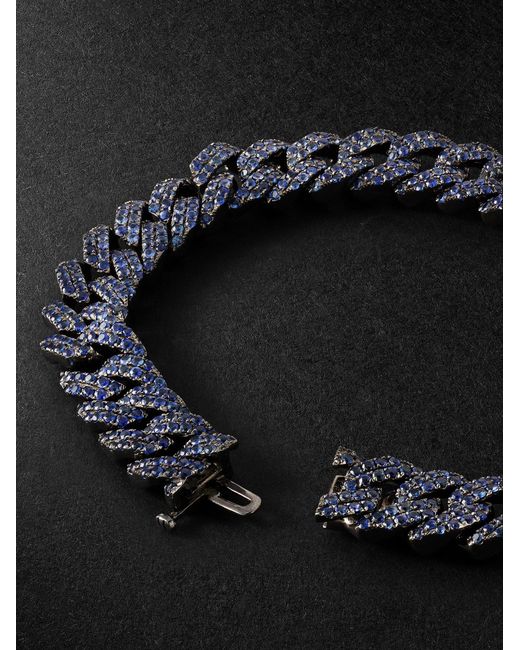 SHAY 18-Karat Blackened Sapphire Chain Bracelet for men