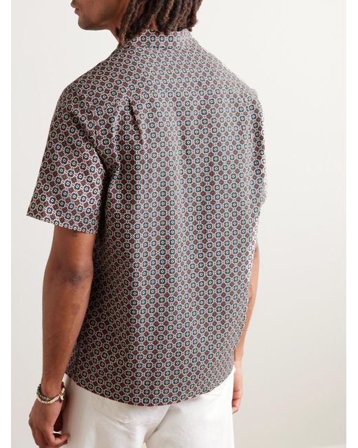 Portuguese Flannel Hemd aus Baumwolle mit wandelbarem Kragen und Stickereien in Gray für Herren