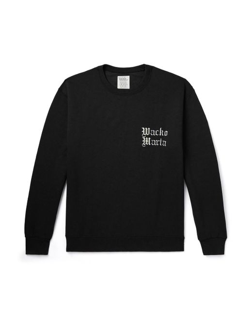 Wacko Maria Black Logo-embroidered Printed Cotton-blend Jersey Sweatshirt for men