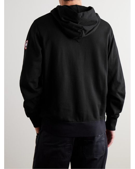 Canada Goose Black Huron Logo-Appliquéd Organic Cotton-Jersey Hoodie for men
