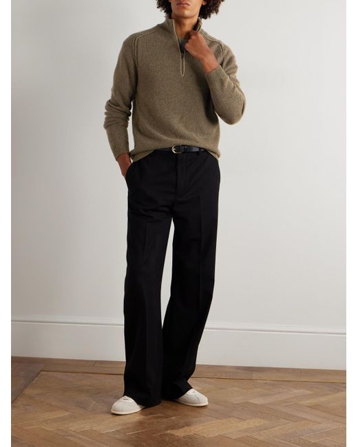 Sease Green Cashmere Half-Zip Sweater for men
