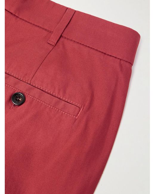 Dunhill Red Slim-Fit Straight-Leg Pleated Cotton-Gabardine Chinos for men