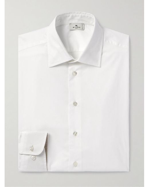 Camicia slim-fit in popeline di cotone di Etro in White da Uomo