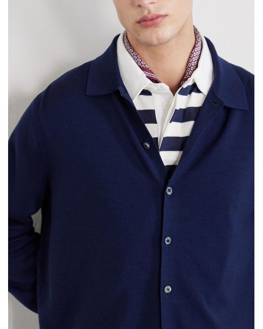 Ralph Lauren Blue Merino Wool Cradigan for men