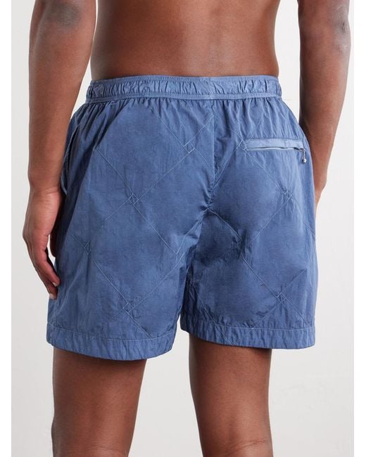 Bottega Veneta Blue Crinkled-Satin Swim Shorts for men