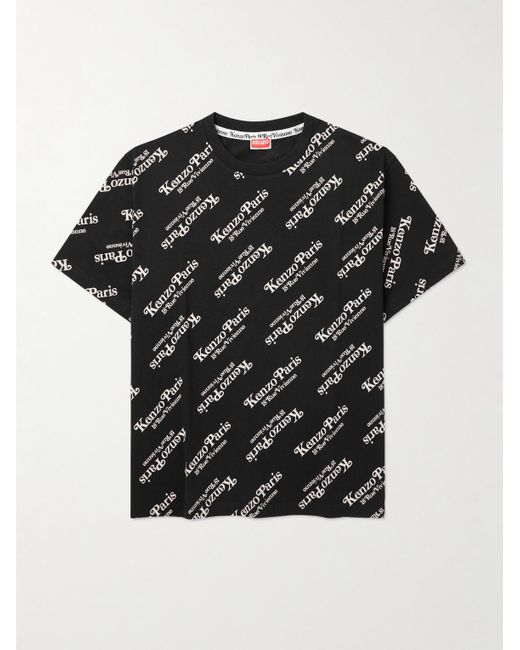 KENZO Black Verdy Oversized Logo-print Cotton-jersey T-shirt for men