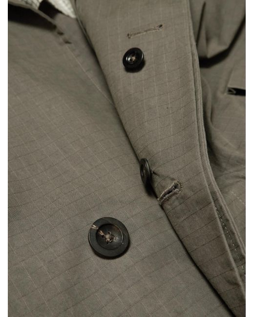 Drake's Gray Him Rider's Belted Corduroy-Trimmed Cotton-Ripstop Coat for men