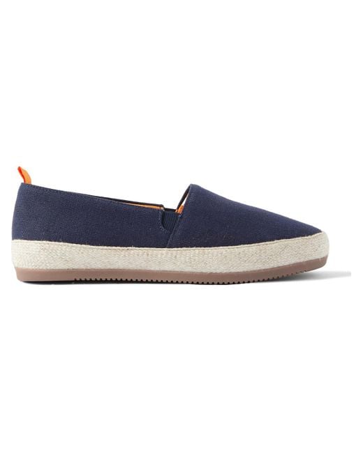 Mulo Blue Linen Espadrilles for men