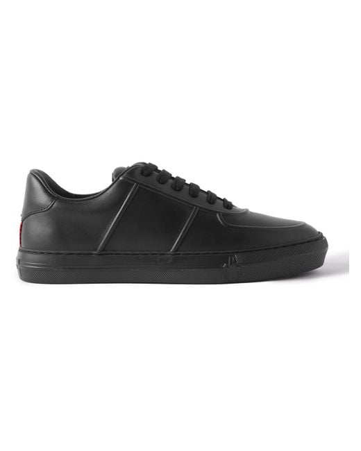 Moncler Neue York Logo-appliquéd Leather Sneakers in Black for Men | Lyst