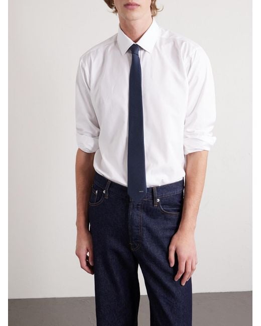 7Cm Logo-Jacquard Cotton And Silk-Blend Tie di Gucci in Blue da Uomo