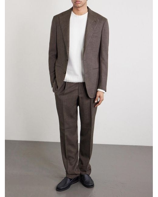 Saman Amel Brown Slim-fit Wool for men