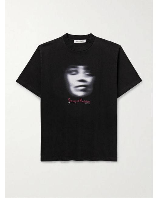 Our Legacy Swing of Pendulum T-Shirt aus Baumwoll-Jersey mit Print in Black für Herren