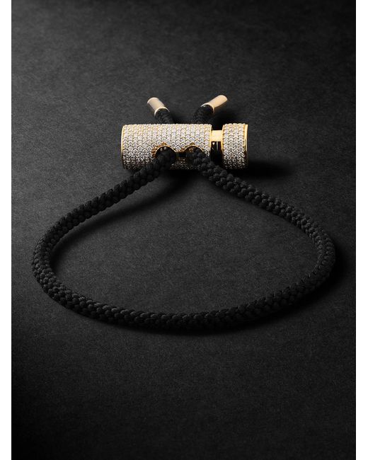 OUIE Black Toggle 14-Karat, Silk Cord And Diamond Necklace And Bracelet for men