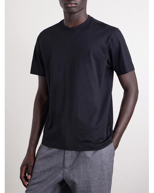 Slowear Black Cotton And Silk-Blend Jersey T-Shirt for men