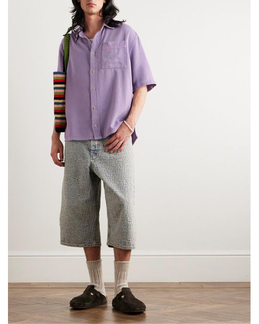 The Elder Statesman Purple Jupiter Cotton And Silk-blend Twill Shirt for men