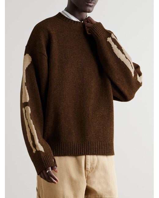 Kapital Brown Oversized Intarsia Wool Sweater for men