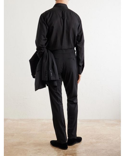 Tom Ford Blue Shelton Straight-Leg Stretch-Wool Trousers for men