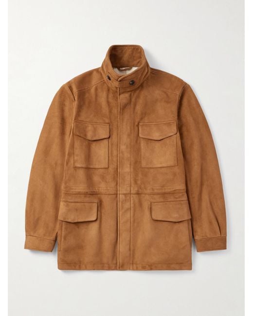 Loro Piana Brown Suede Field Jacket for men