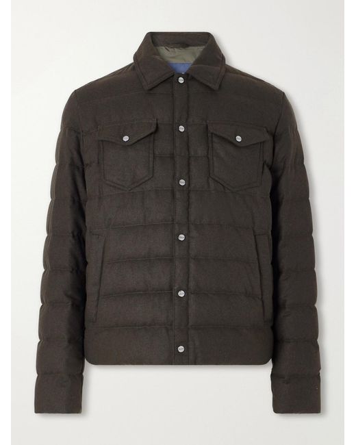 Herno Black Quilted Flannel Down Jacket for men