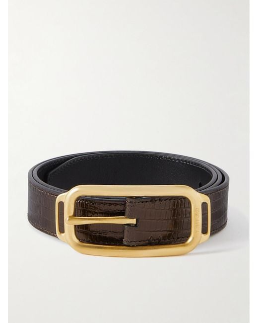 Tom Ford Brown 3cm Glossed Lizard-effect Leather Belt for men