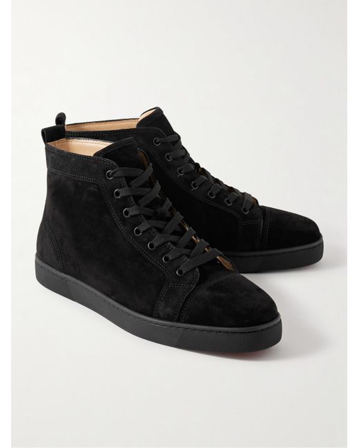 Christian Louboutin Black Louis Logo-embellished Suede High-top Sneakers for men